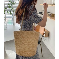 casual large capacity straw shoulder bags for women wheat woven handbags designer bags summer beach bag straw women shopper bag