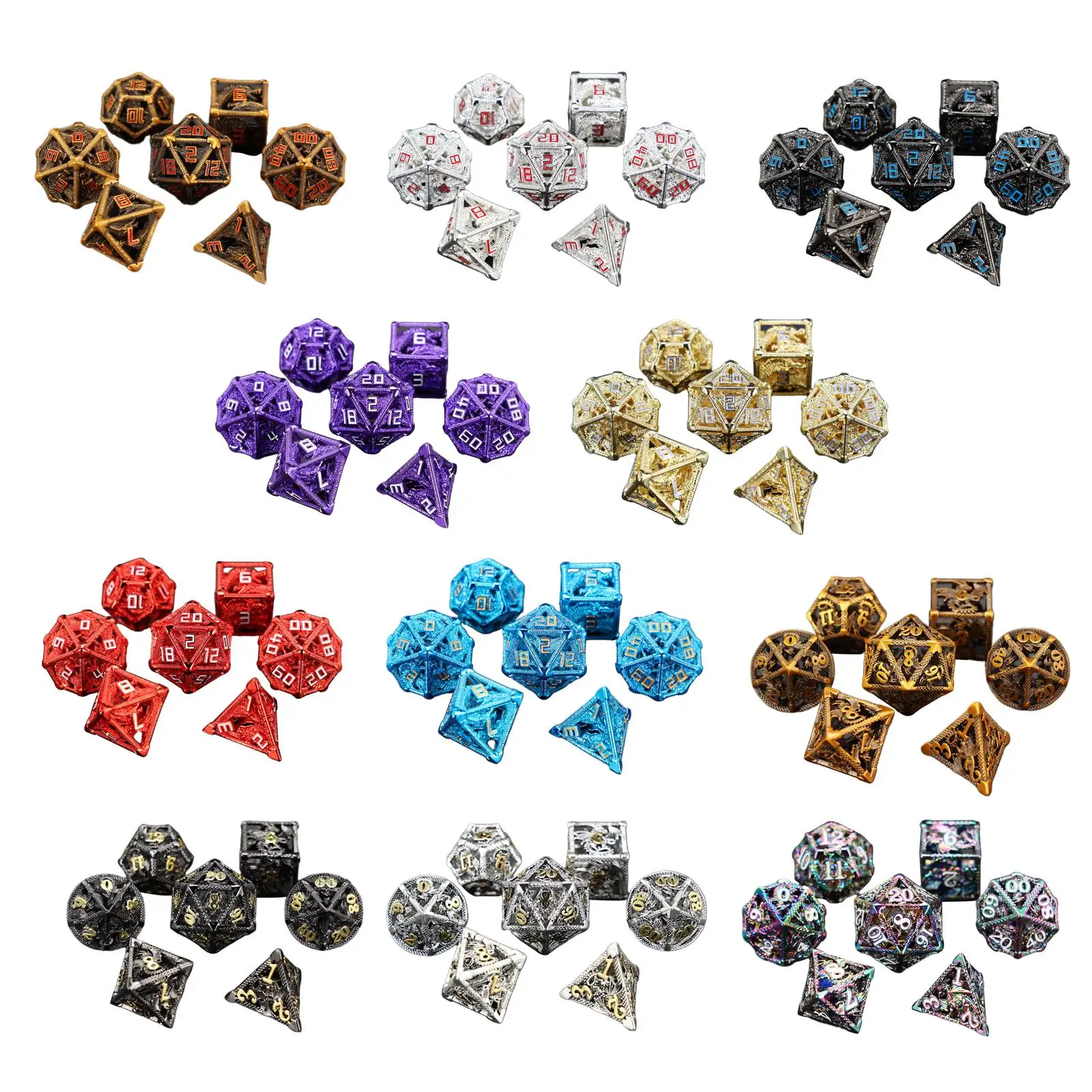 Металлические многогранные игральные кости аксессуары для игр ролевые