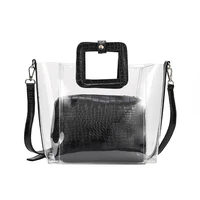 luxury brands transparent bag handbags for women imitation bags fashion pvc tote beach clean bag strap 2 bags set shoulder purse