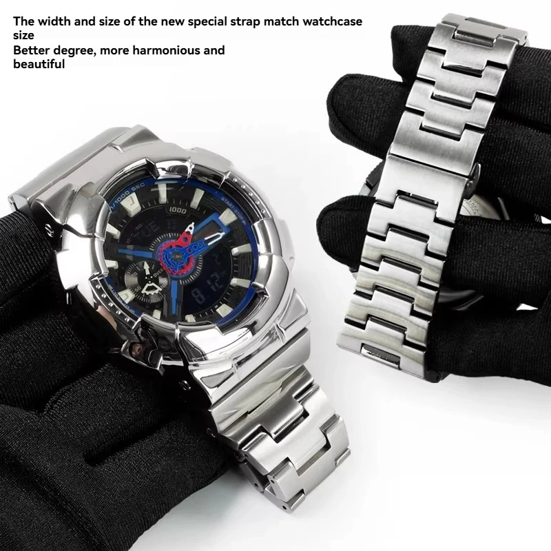 Фото Металлический корпус и ремешок для часов Casio GA110/GA100/GA120, серия Black Gold, модифицированный корпус из нержавеющей стали 316L, аксессуары для браслета №3