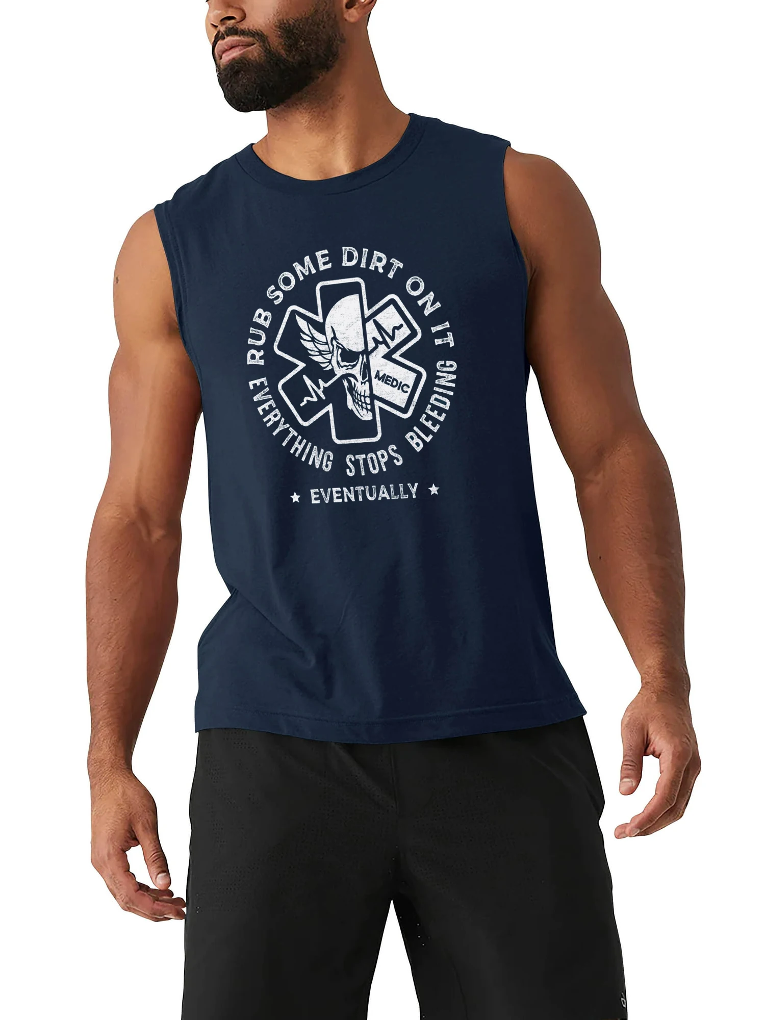 Ретро EMS EMT Череп Звезда жизни Медицинский фельдшер Майка Новая 100% хлопок с