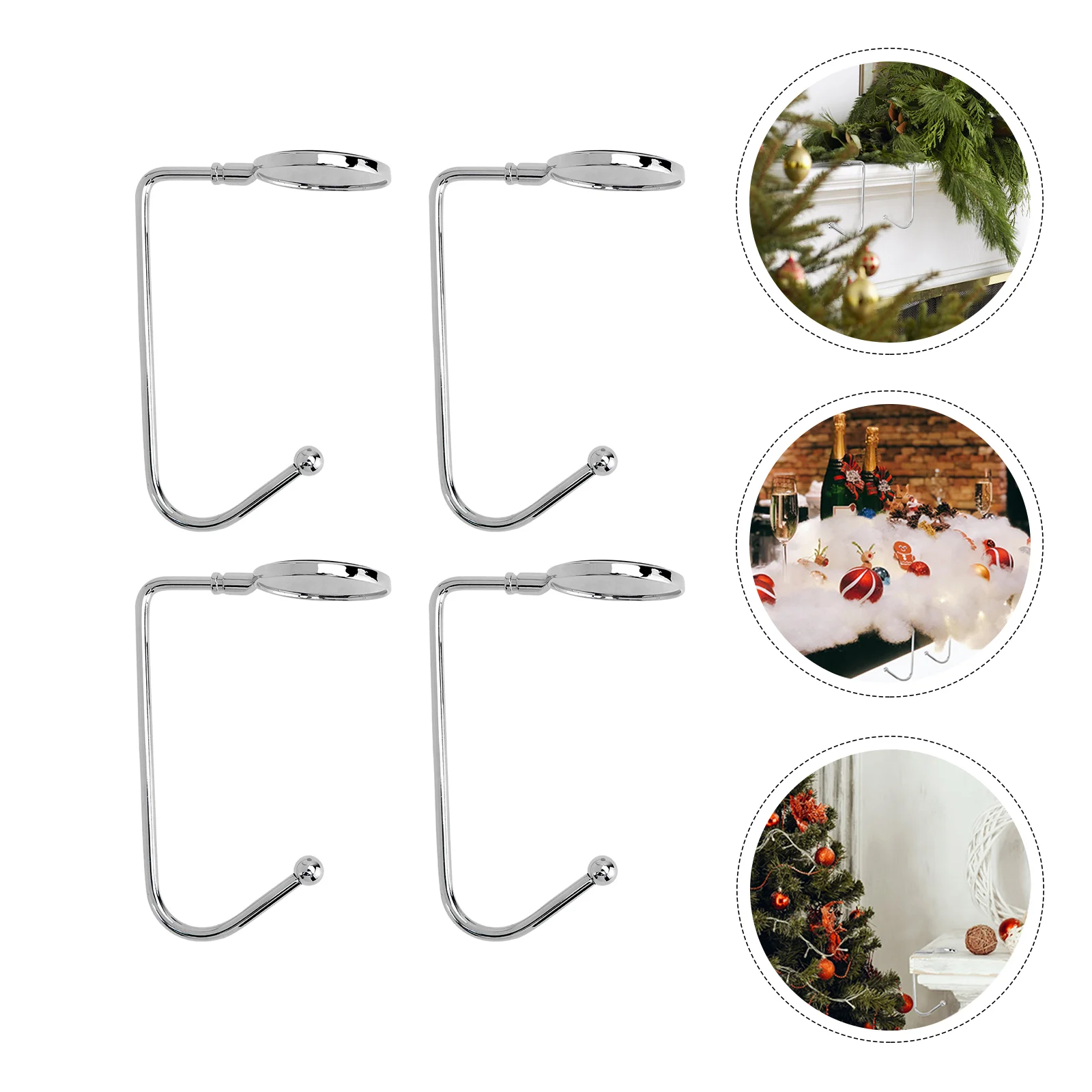 

4 Purse Hooks Non-slip Round Handbag Purse Christmas Stocking Hangers for Table