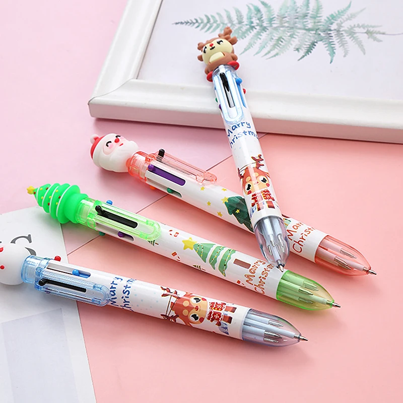 

Christmas 6-color Ball Point Pen Gift Multicolor Oily Pen Office Stationery Korean Stationery Cute Stationery Christmas Gift