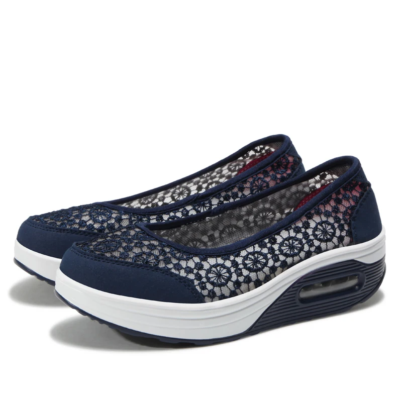 

Women Vulcanized Shoes Breathable Hollow Out Summer Outdoor Casual Siwng Shoes Fashoin Lace Slip On Loafers