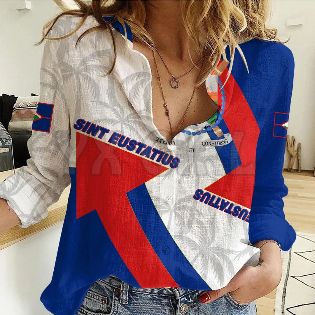 YX GIRL Sint Eustatius Women Casual Shirt  3D Pri nted Button-down Shirt Casual Unique Streewear