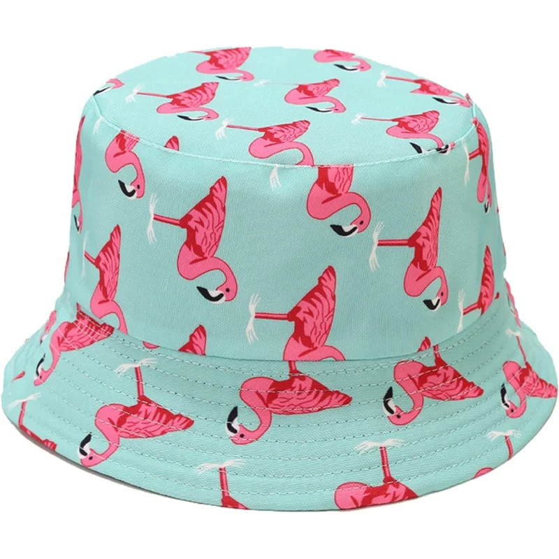 

Flamingo Mint Unisex Reversible Packable Bucket Hat Sun hat for Men Women UV Sun Protection Outdoor Fisherman Cap Beach Hats