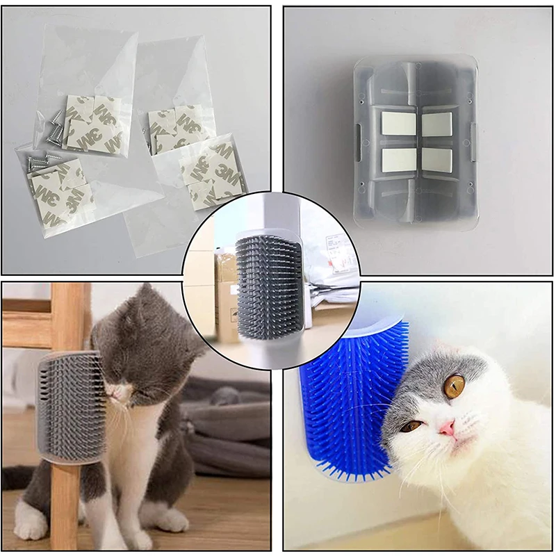 Pet Brush Comb Play Cat Toy Cat Corner Self Groomer Massage Comb with Catnip Cat Face Scratcher for Kitten Puppy Cat Accessories images - 6