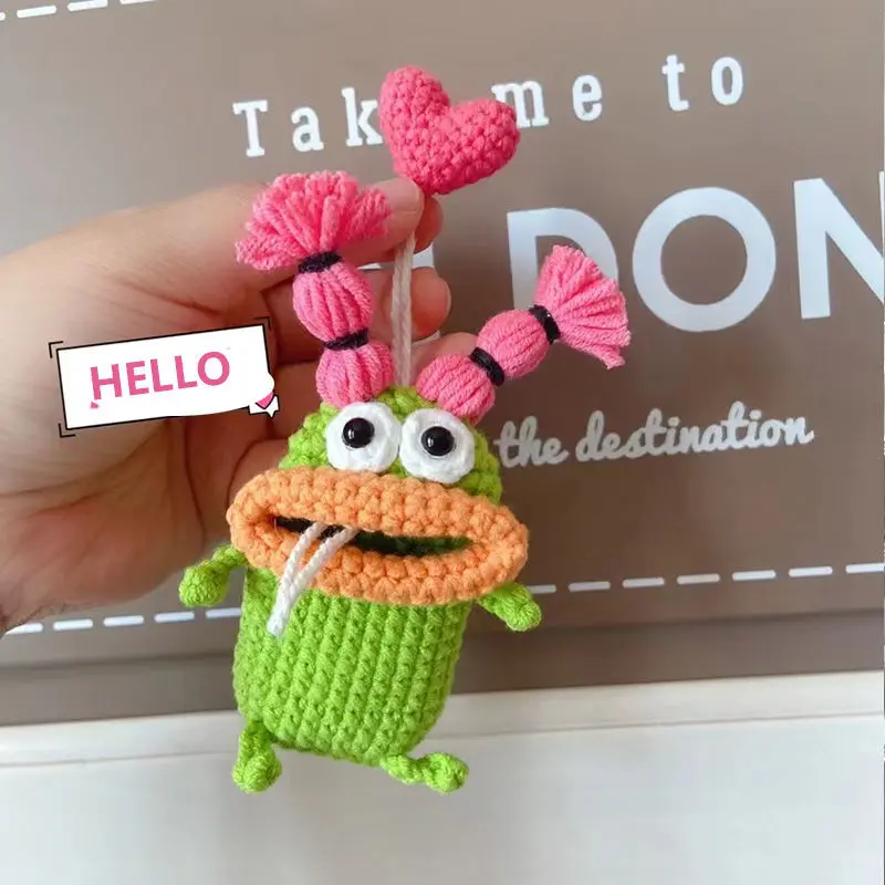 

Cute Knitted Animals Unisex Pull Type Key Bag Hand Knitting Key Wallets Housekeepers Car Key Holder Case Car Lanyard Cute Gift