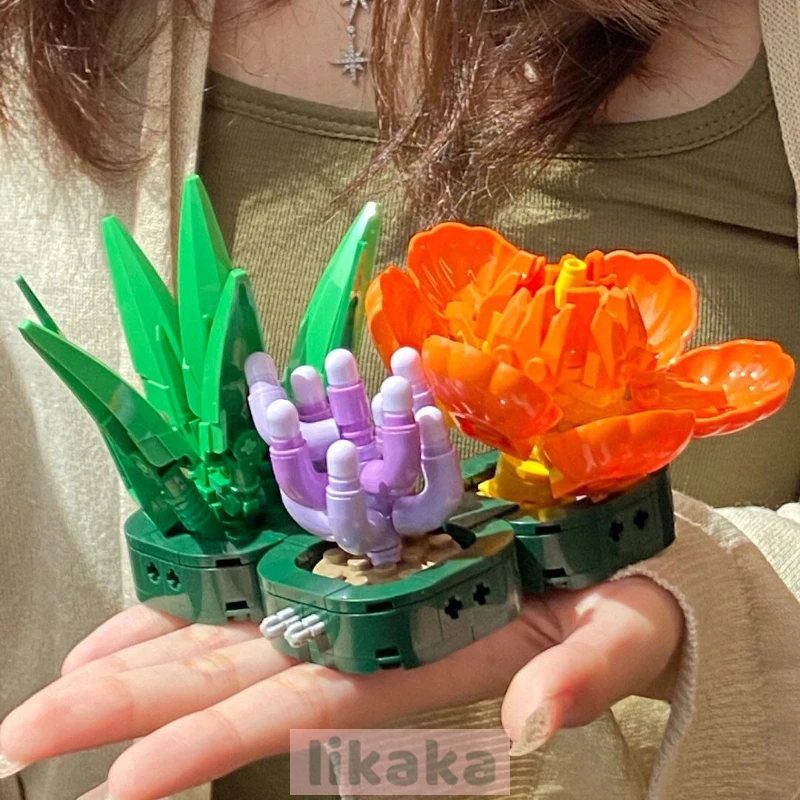 

Бонсай, строительные блоки, игрушки, креативные цветы, суккуленты, 3D модель, цветение, настольные украшения, игрушки для девочек, мальчиков, ...