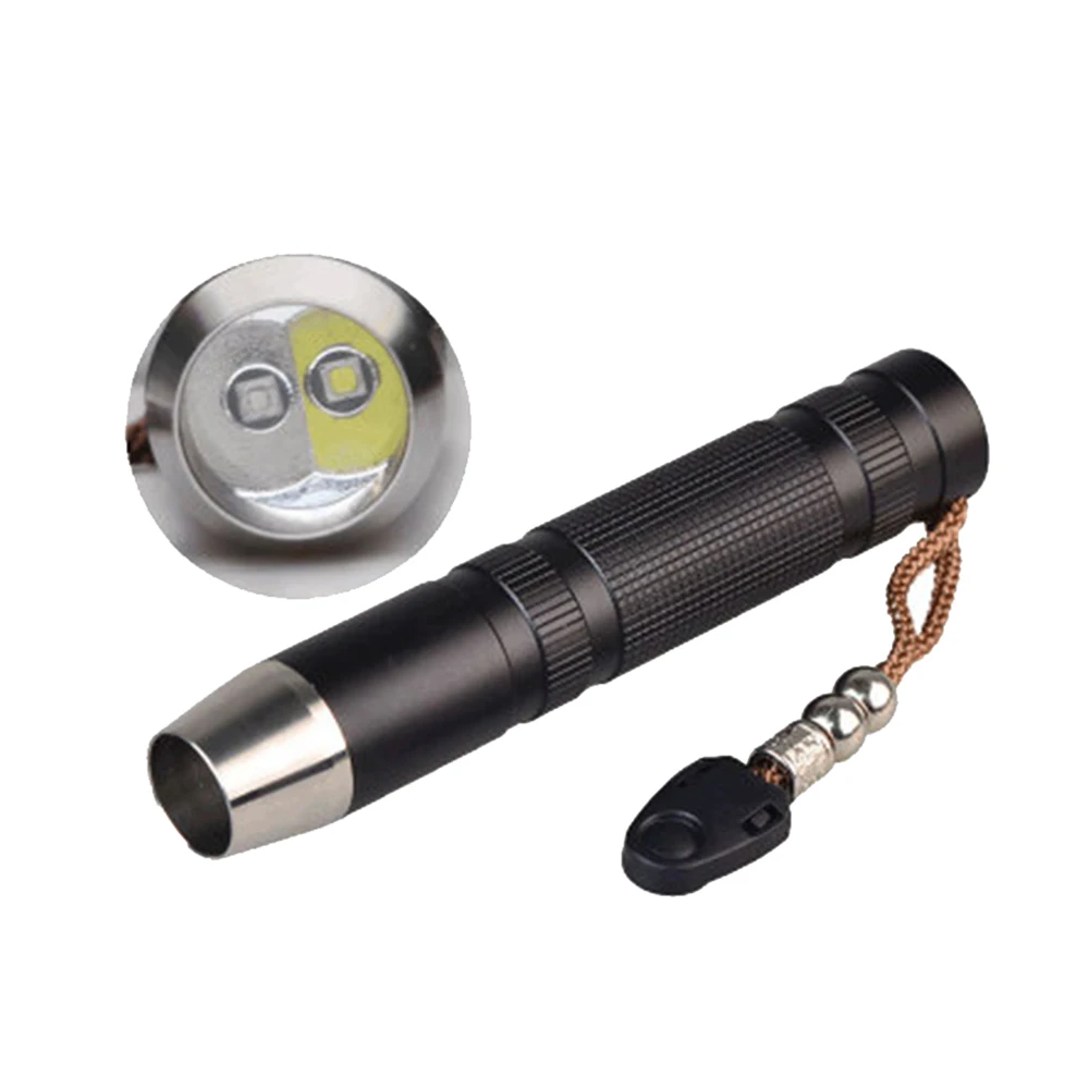 Jewelry Appraisal 365NM UV LED Flashlight 18650, White Yellow Dual Lights Handy LED Torch for Gemstones Amber Jade Detection