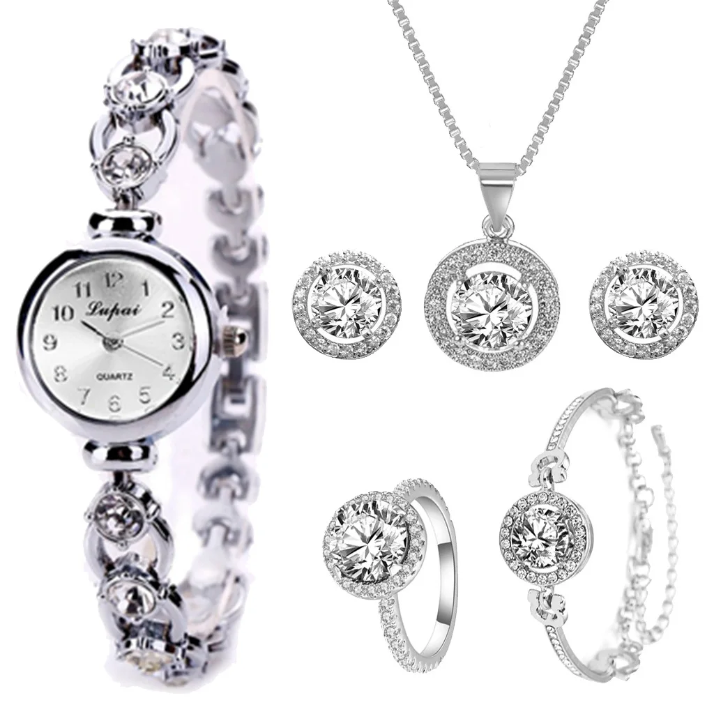 5PCS Set Women Watches  Fashion Luxury Rhinestone Wristwatch Female Casual Ladies Bracelet  watch for women free shiping