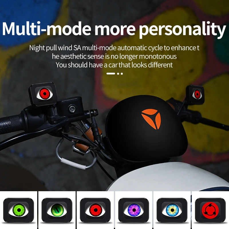 Фото Динамический декор EyesMotorcycles Devil Eyes 3D линзы для 12-36 В автомобильного пульта дистанционного управления Demon Eye красные комплекты для модернизации фар №2