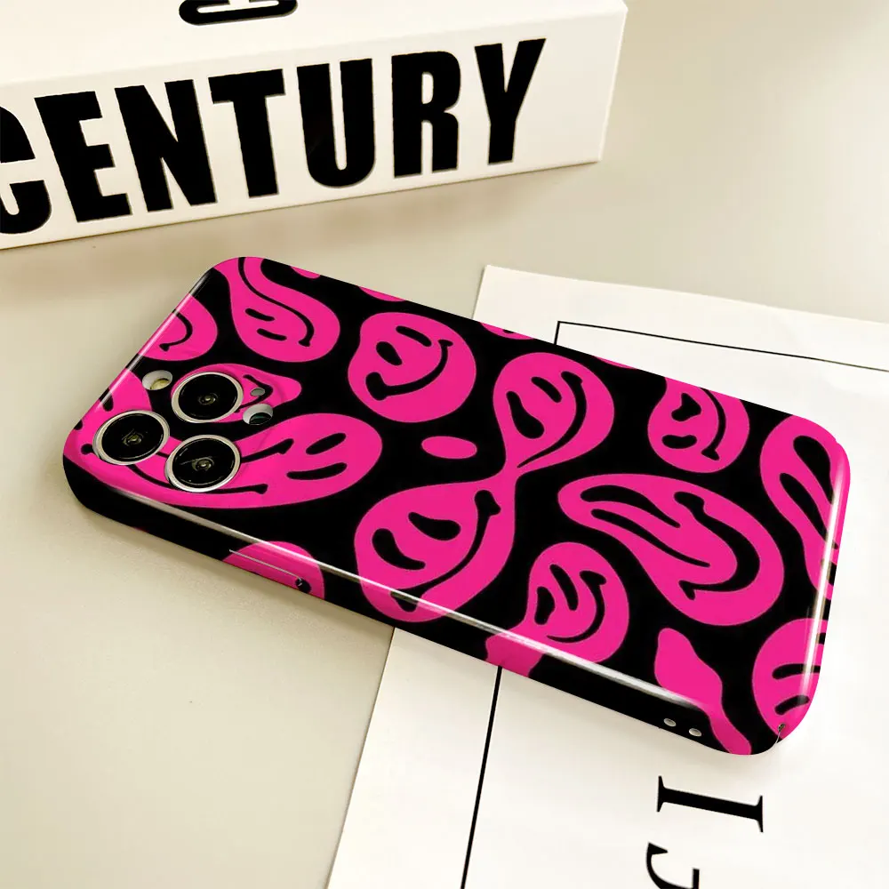 Phone Case For Apple iPhone 14 13 12 11 Pro Mini XS X Max XR SE 8 7 6S 6 Plus Full Printed Hard Film Case Cute Funny Smiley Face