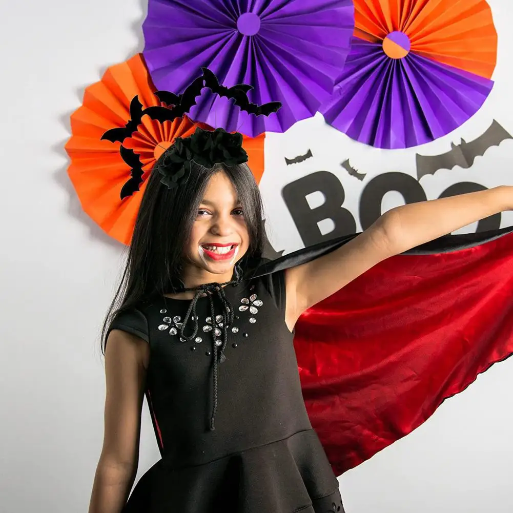 

Interesting Bat Headband Bat Headband with Black Flower Decor for Halloween Parties Stage Events Festive Fashionable Halloween