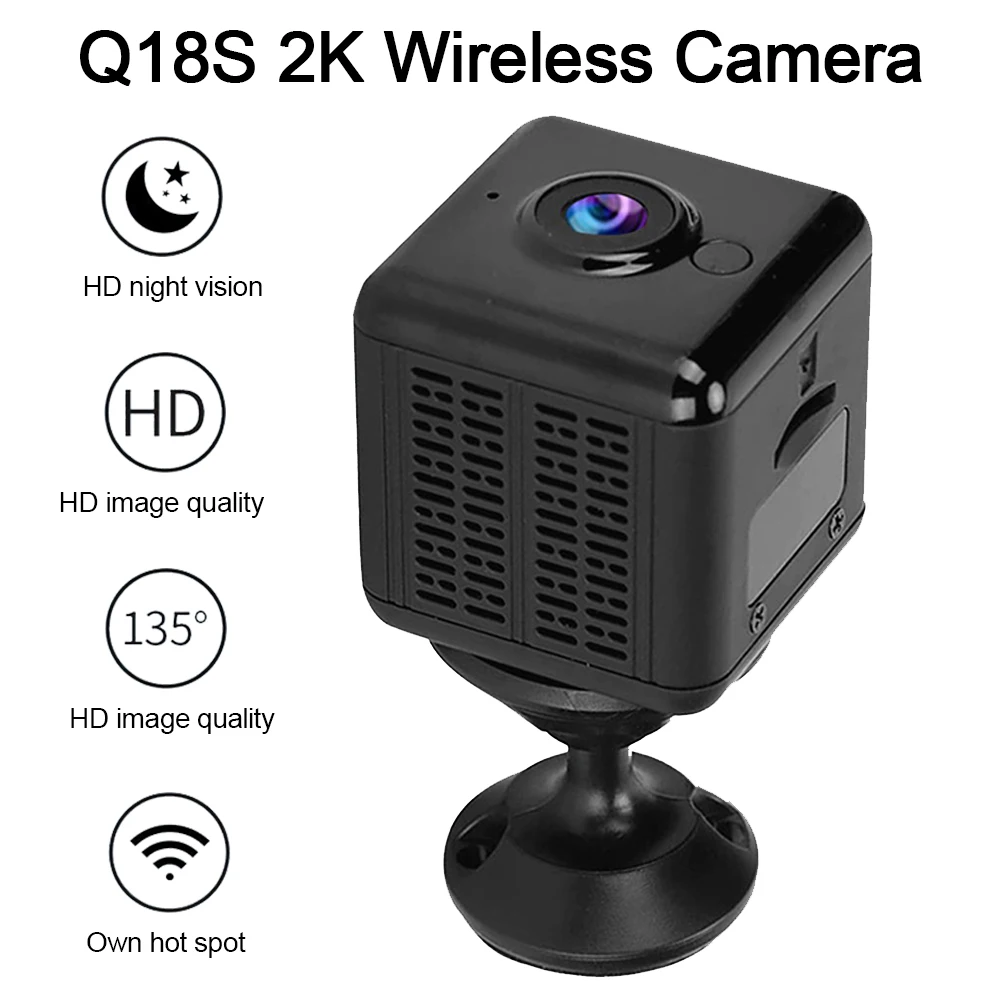 

Wireless WiFi Camera Surveillance Q18S 2K HD Security Monitoring Night Vision infrared Sensor Camera Smart Home Cam Video Record