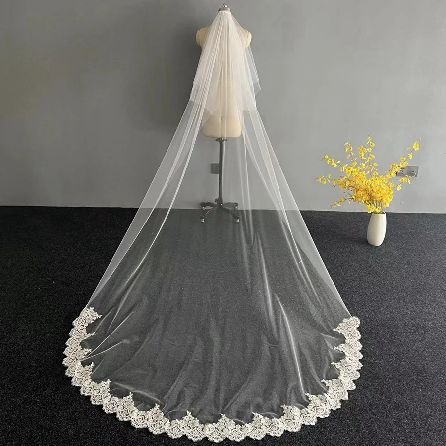

New Arrival White Ivory Cathedral Wedding veils for bride Wedding accessories Cheap Bridal Veil velo voile de mariée