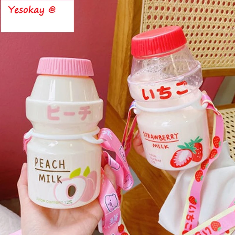 450ml Plastic Cute Yogurt Water Bottle Tour Drinking Bottle Yakult Shape Kawaii Milk Carton Shaker Bottle for Kids/Girl/Adult