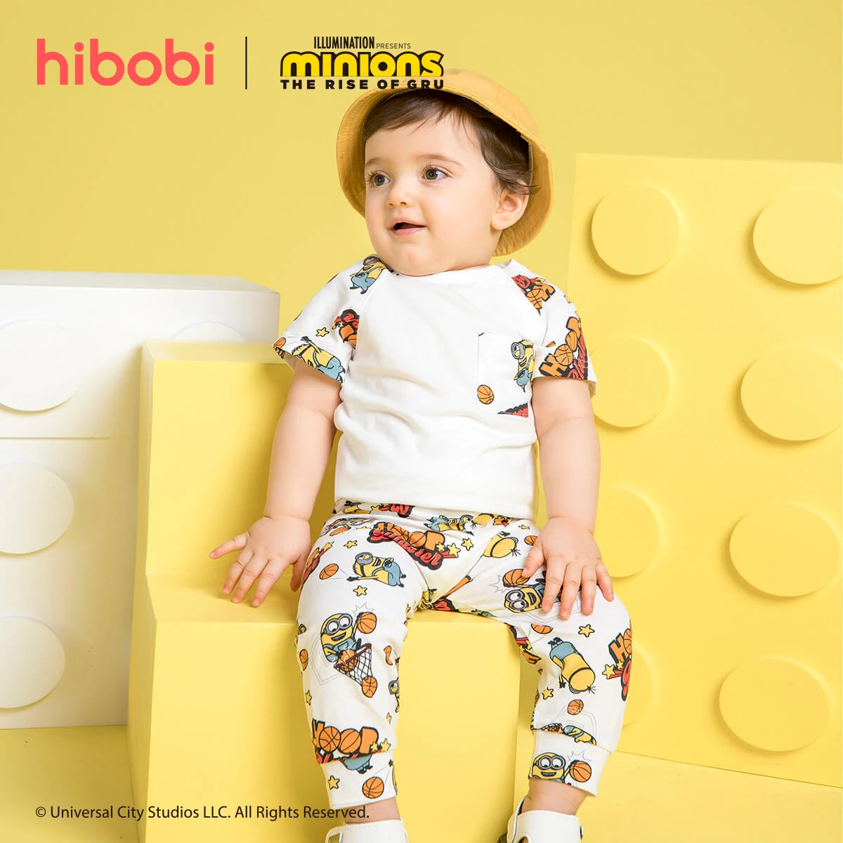 Комплект детской одежды hibobi x с миньонами футболка принтом и карманами + брюки