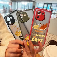 the lion king disney for xiaomi mi 11 11t 10 10s 10t ultra lite pro 9 8 poco x3 f3 gt nfc frosted translucent phone case