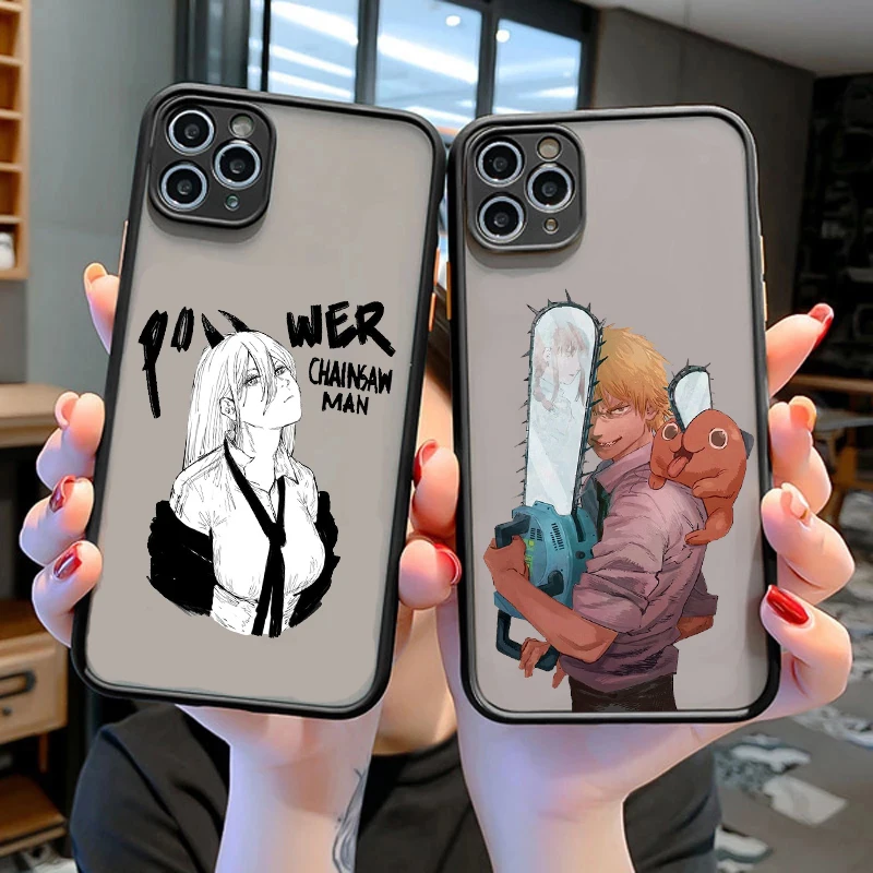 

Japan Anime Chainsaw Man Cellphone Bumper Clear Matte PC Back Phone Case For iphone 11 12 13 14 Pro XS Max 7 8 14 Plus X XR case