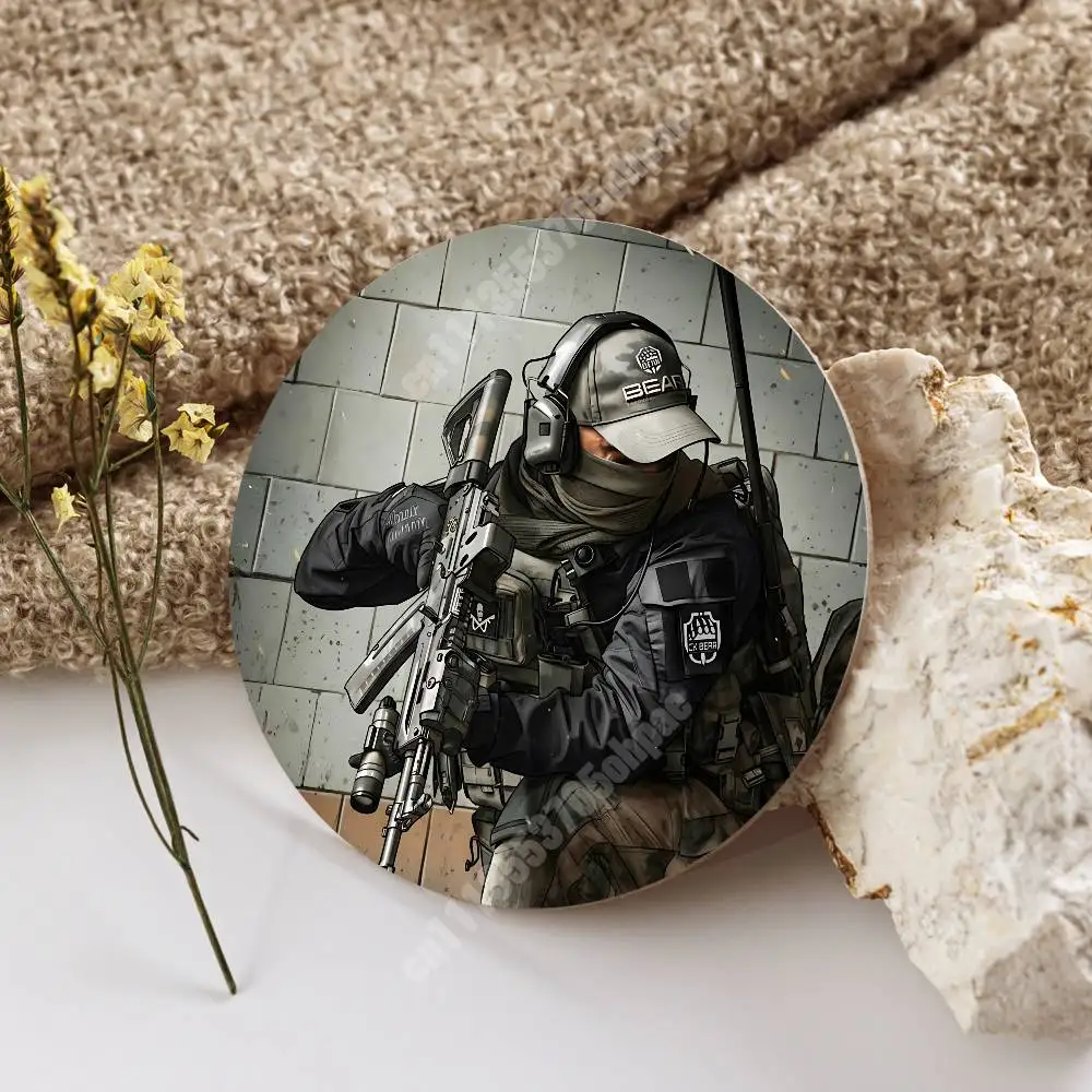 Фото Деревянная подставка для чашек E-Escape F-From T-Tarkov USEC BEAR SCAV для капучино, водки, сока, воды, для цветочного магазина №2