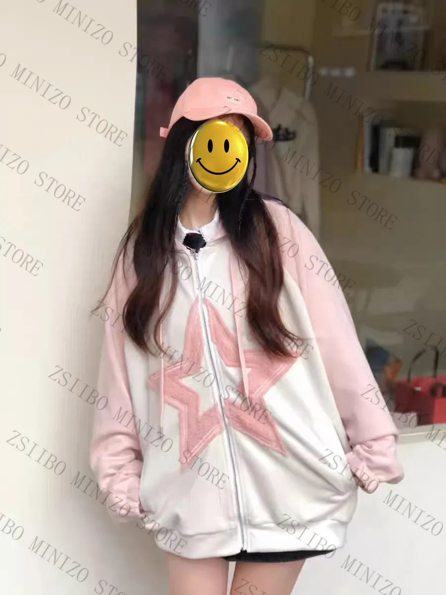 Толстовка Женская составного кроя со звездами y2k винтажный свитшот Топ с длинным