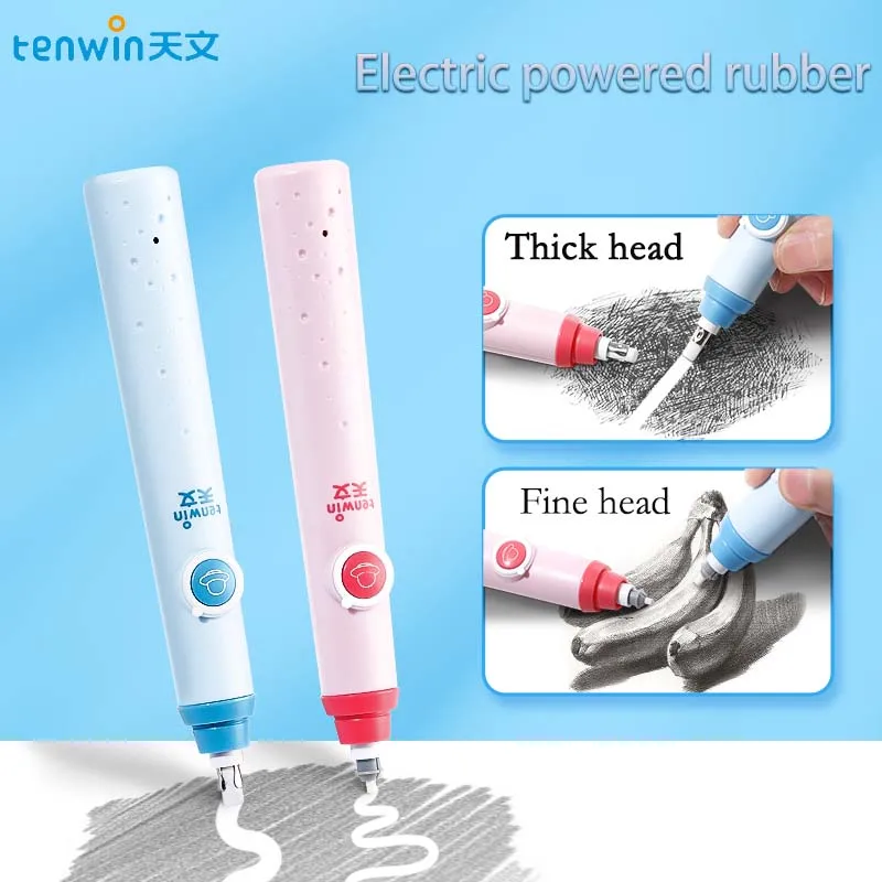 

Tenwin Adjustable Electric Rubber Eraser With Rubber Refills Battery Power For Sketch Drawing Erasing School Stationery Supplies