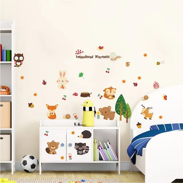 Cartoon jungle animal wall stickers children
