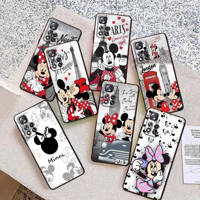 

Disney Art Mickey Minnie Phone Case For Xiaomi Redmi Note 12 11E 11S 11 11T 10 10S 9 9T 9S Pro Plus 5G Cover Black Funda