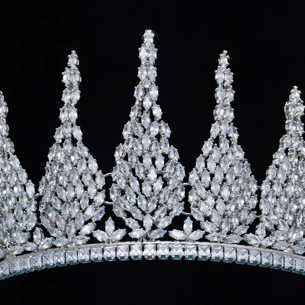 Large Crown Hair Ornament Bridal Headwear Baroque Zircon Tiaras Birthday Queen Party Luxury Badge