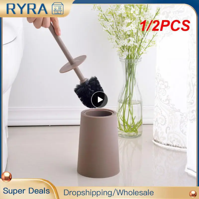 

1/2PCS Black Toilet Brush Holder Wall Bathroom Accessories Toilet Cleaning Brush Wall Hanging Cleaning Tool Durable Vertical