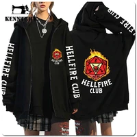 kenntrice hellfire club zipper sweatshirts youth stranger things designer casual hooded fashion hip hop trend big yards cartoon