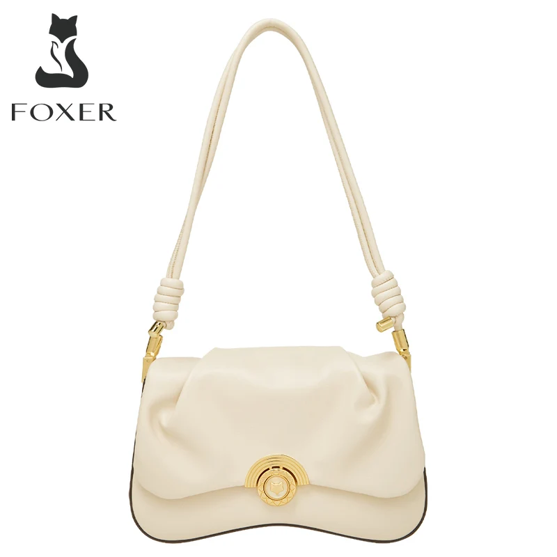 FOXER Premium Women Shoulder Underarm Bag Fashion Luxury Shoulder Purse Split Leather Ladies Handbag High Quality Christmas Gift