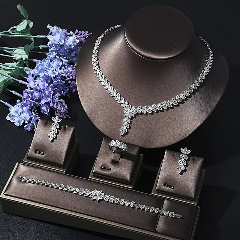 

Luxury Big4pcs Jewelry Set With Cubic Zirconia for Women Bridal Party Wedding Accessories Saudi Arabic Dubai