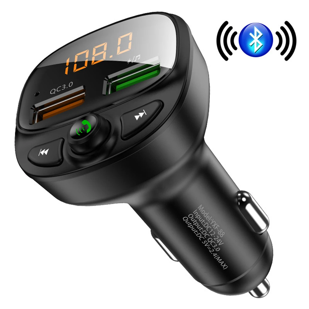 

2 Usb Car Charger Voltage Detection Wireless Bluetooth Fm Transmitter Qc3.0 Quick Charging Hands-free Calls Car Accessories