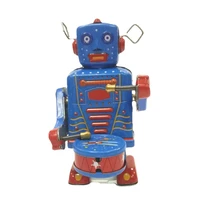 retro clockwork wind up metal walking robot toy vintage collectible kids gift
