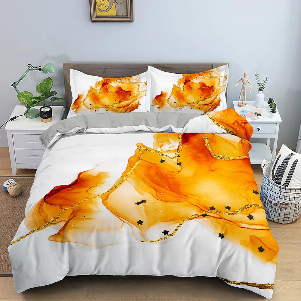 

Set Geometric Duvet Cover Nordic Style Duvet Cover Set Polyester King Size Quilt Cover And Pillowcase Color Marble Bedding