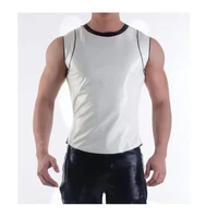 latex t shirts short sleeves tops shoulder color matching white with black cools customize 0 4mm