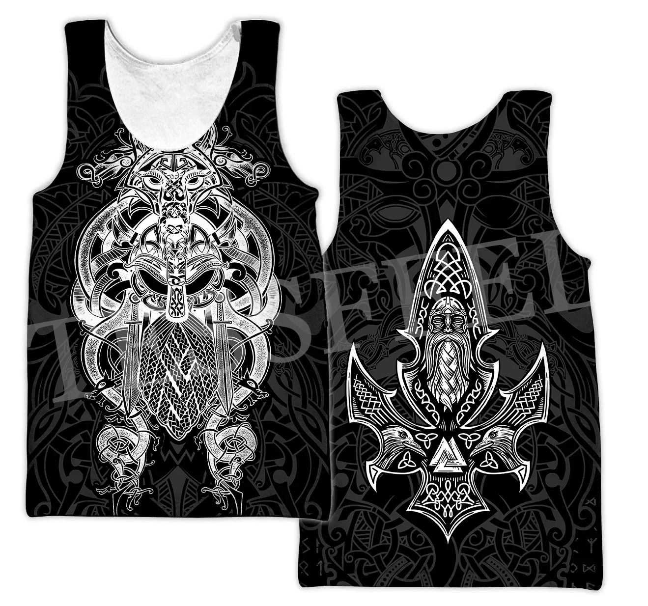 

Wolf Fenrir Odin Nordic Warrior Mythology Tattoo Retro 3DPrint Summer Harajuku Streetwear Funny Sleeveless TankTop Casual Vest X