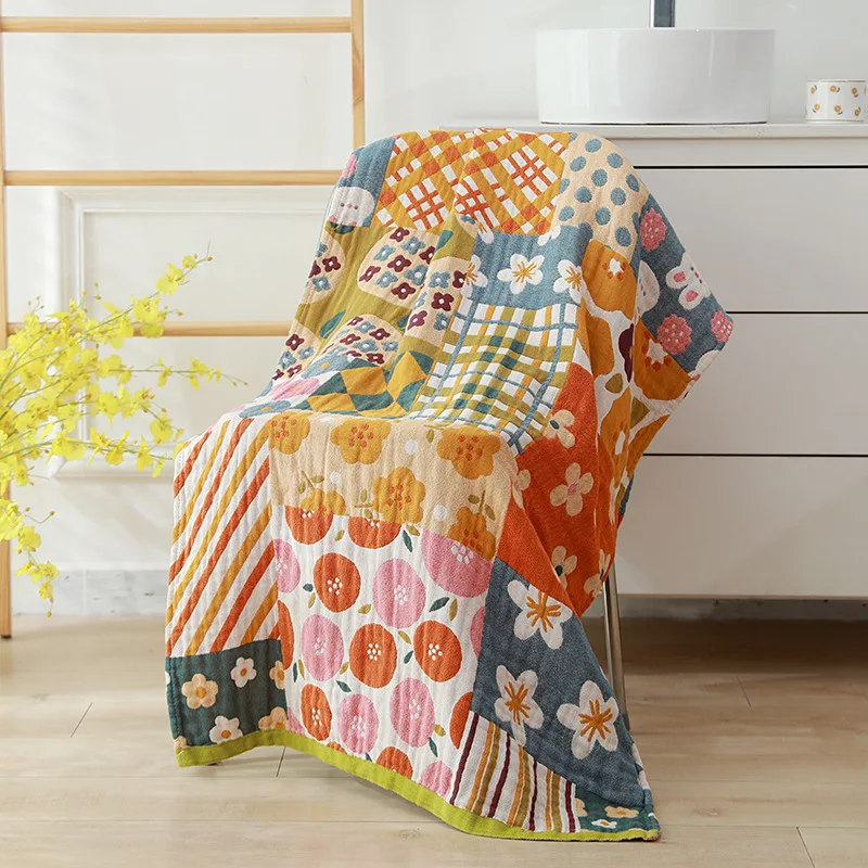 80*160 Cartoon Floral Five-layer Cotton Gauze Bathroom Reusable Quick-dry High Quality