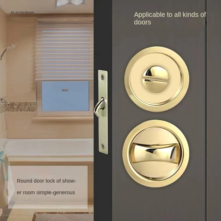 

Keyless Bed Bath Door Lock Mortise Lock Set Flush Recessed Pull Ring Double-Sided Square Round Escape