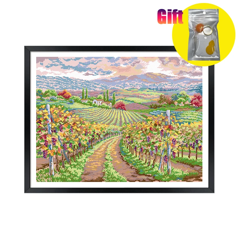 Весенний набор для вышивки крестом холст с принтом французские винограды punto de cruz