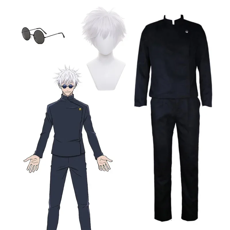 

Костюм для косплея Satoru Gojo из аниме ююютсу кайсен годзо Сатору, костюм для косплея, школьная форма, парик, солнцезащитные очки для женщин