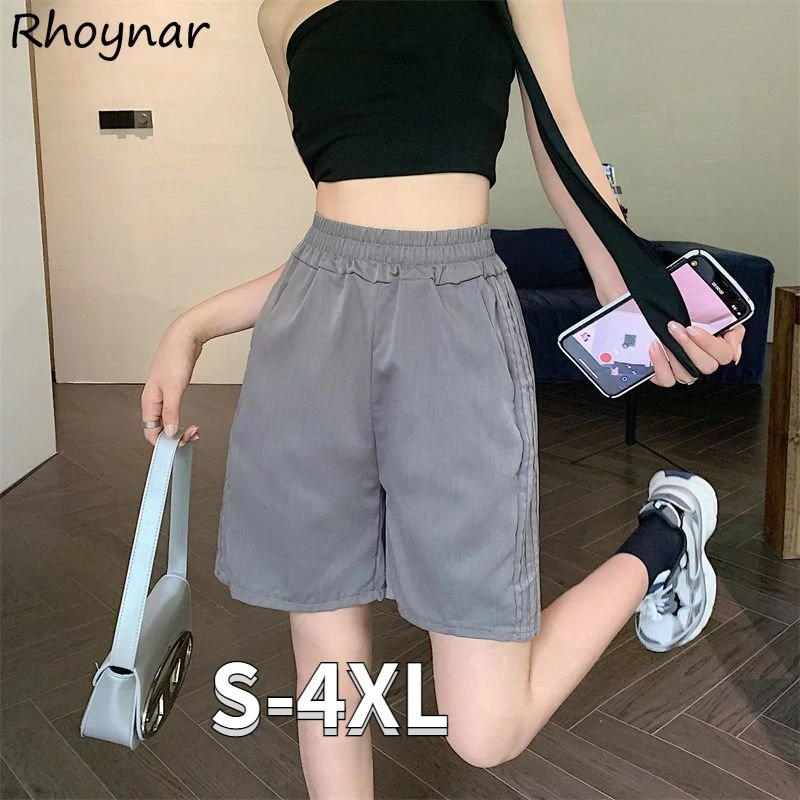 

Шорты женские с эластичным поясом, повседневные свободные индивидуальные уличные однотонные универсальные модные Молодежные шикарные шорты в Корейском стиле для студентов