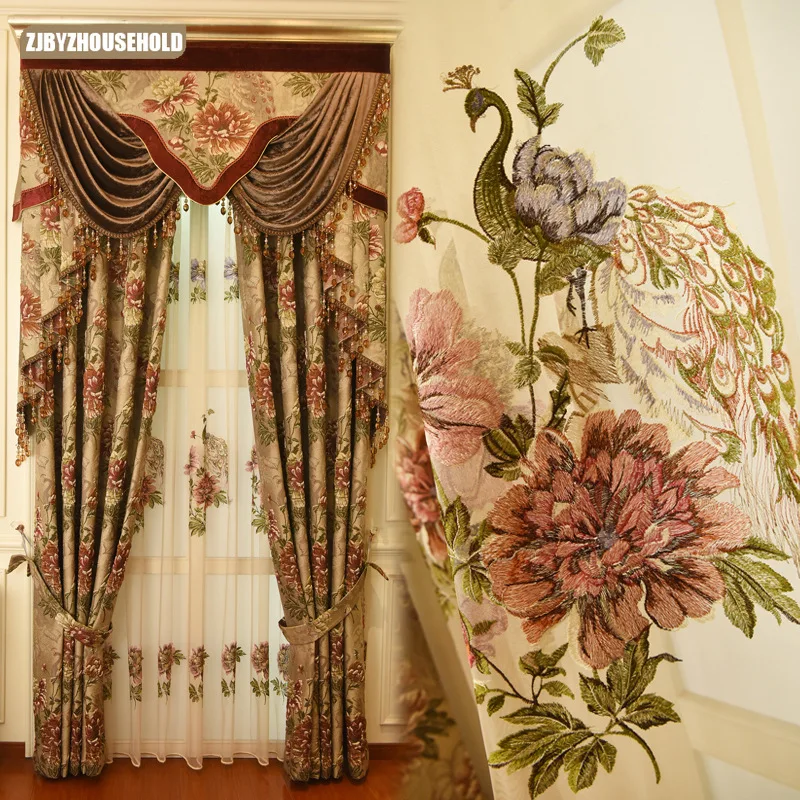 

Luxury High-grade Villa Curtains for Living Dining Room Bedroom Blackout High Precision Relief Jacquard Window