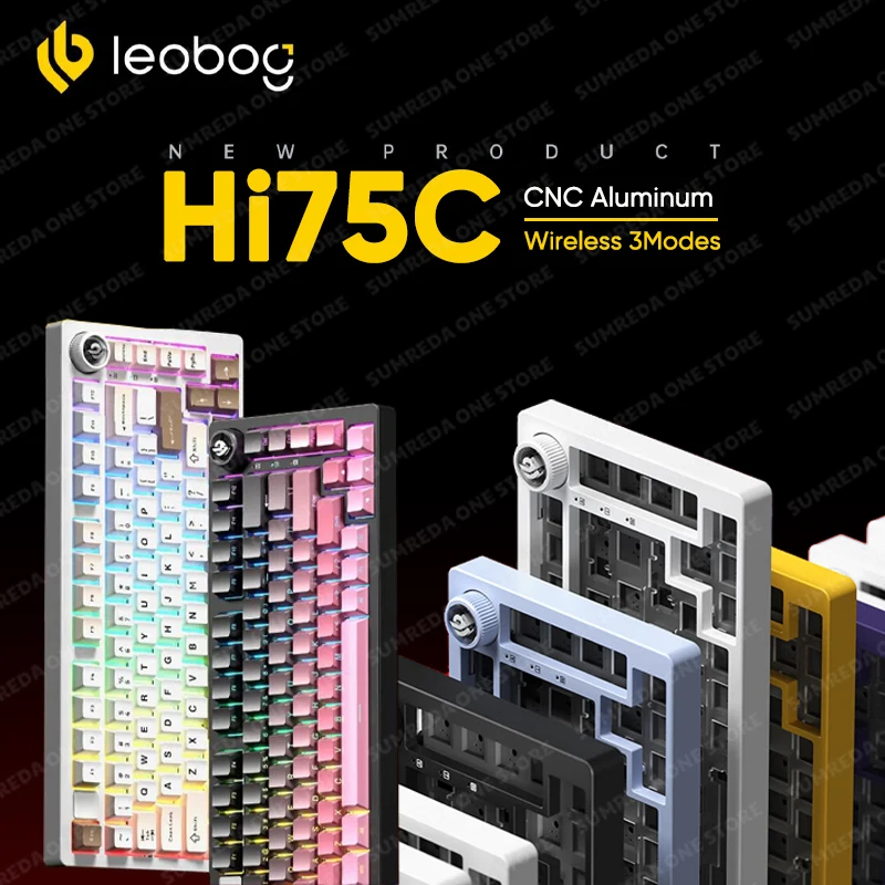 Фото Leobog Hi75C Hi75 Hi75C Pro Алюминиевая беспроводная механическая клавиатура на заказ Комплект игровой Bluetooth 2,4G Проводная игровая клавиатура с возможностью горячей замены №1