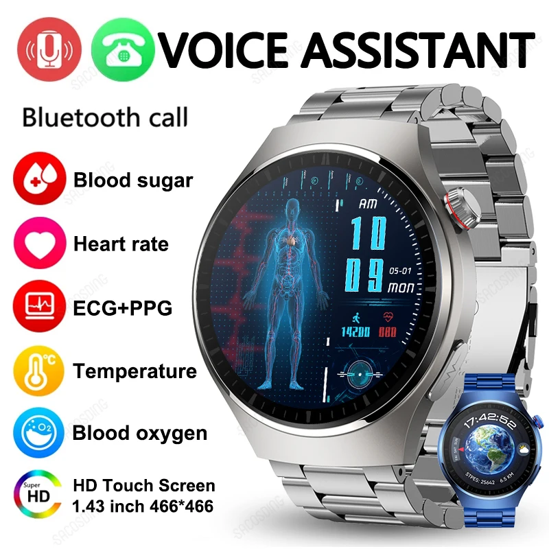 

Смарт-часы мужские с функцией измерения уровня сахара в крови, 466*466