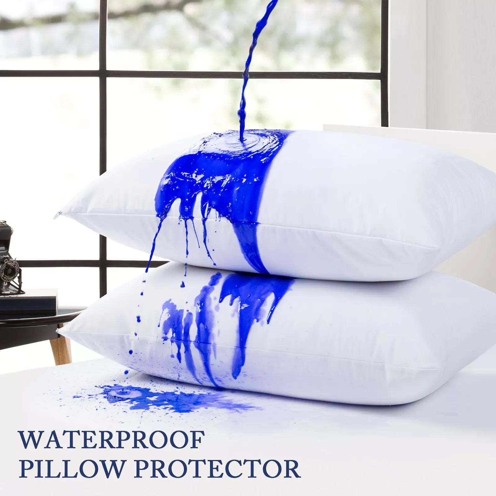 

Waterproof Pillow Cover for Pillow Case Protector Allergy Pillow Case Anti Mites BedBug Proof Zipper All Sizes 1PC
