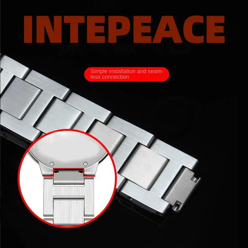 Ремешок стальной однотонный для наручных часов металлический браслет с выпуклым