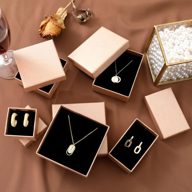 Champange Gift Boxes Ring Packaging Earring Display Case Necklace Paper Box 900g Hardpaper Bracelet Available Customize Logo